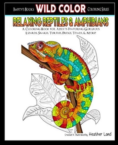 Relaxing Reptiles & Amphibians Adult Coloring Book 