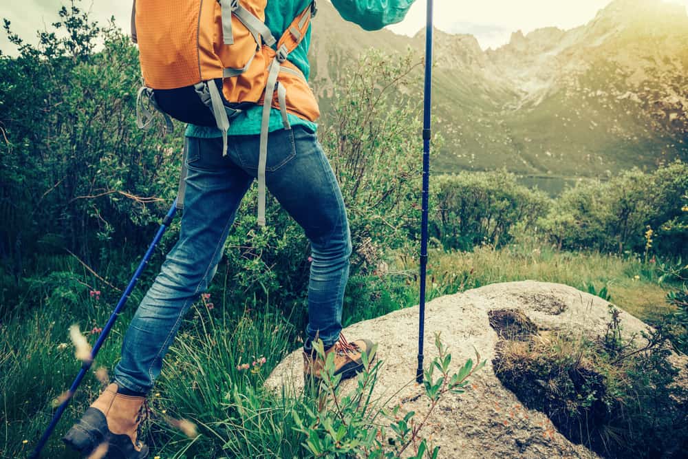 Backpacking woman hiking